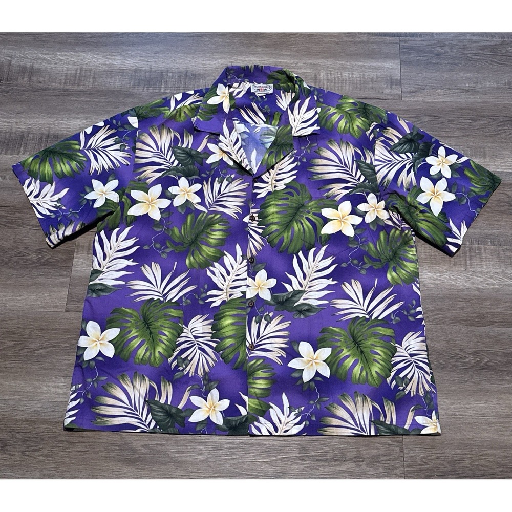 Pacific Legend Men's Size 3XL Cotton Purple Floral Hawaiian Tropical Shirt XXXL